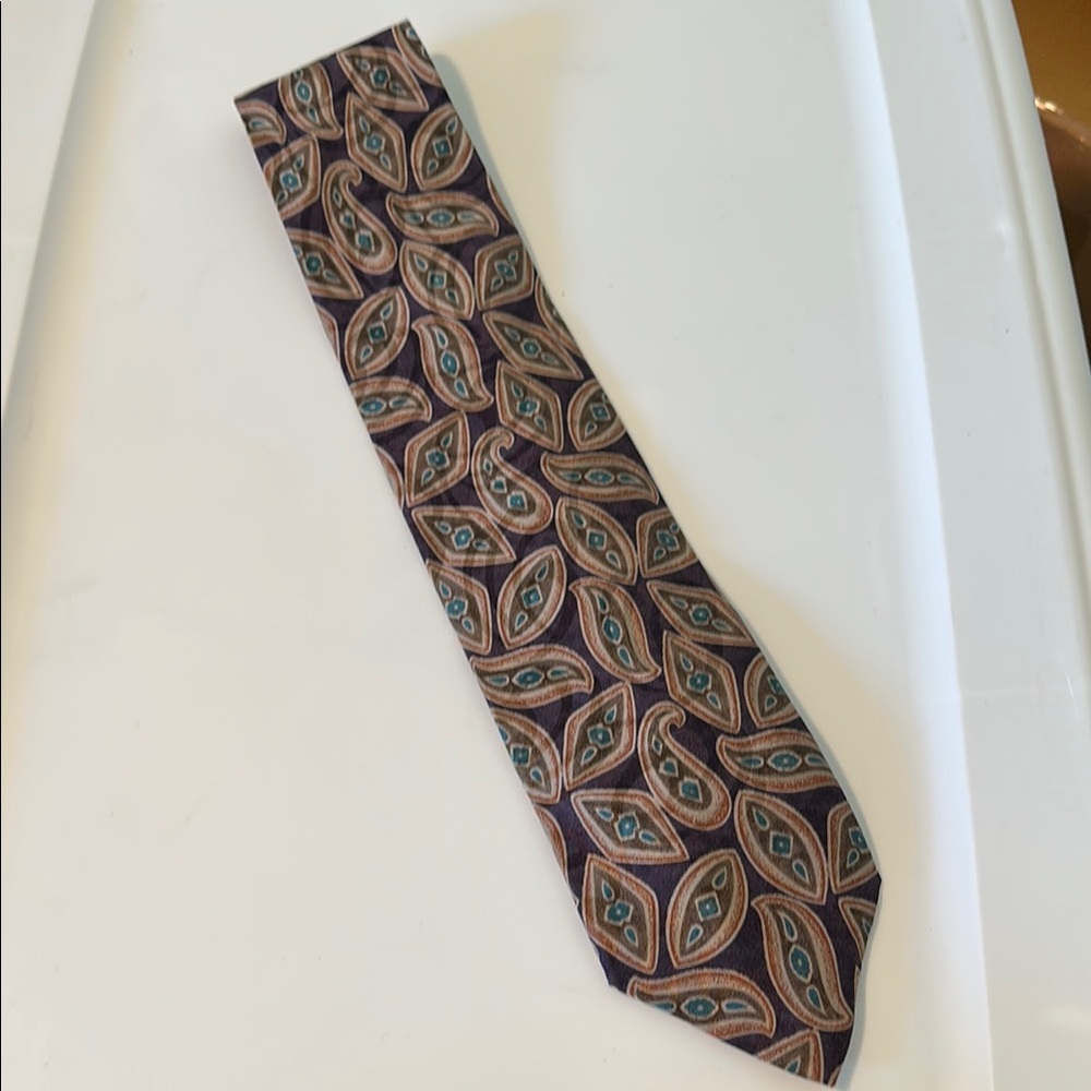 Valentino Paisley Patterned Tie - Purple Brown and Blue